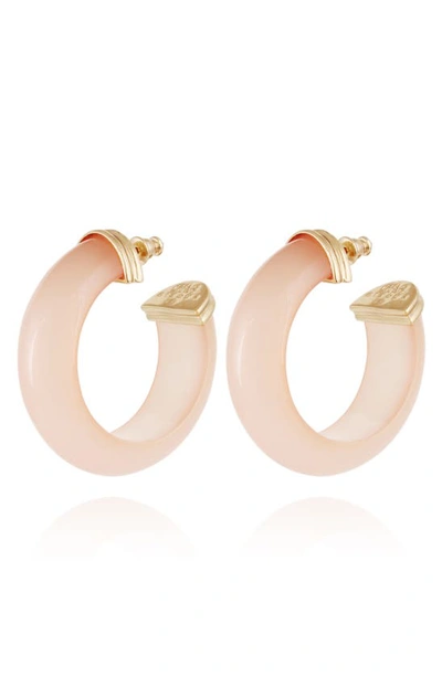 Shop Gas Bijoux Abalone Acetate Hoop Earrings In Gold/ Pink