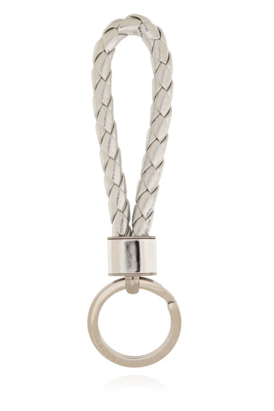 Shop Bottega Veneta Intreccio Key Ring In Silver