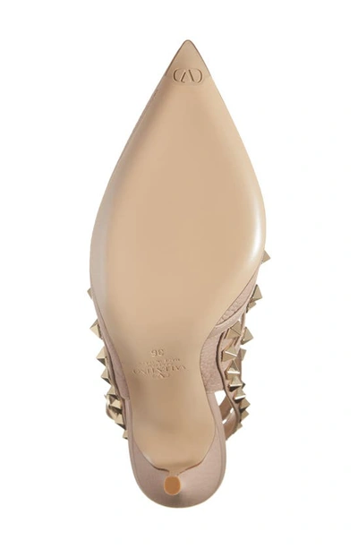 Shop Valentino Rockstud T-strap Pointed Toe Pump In Poudre