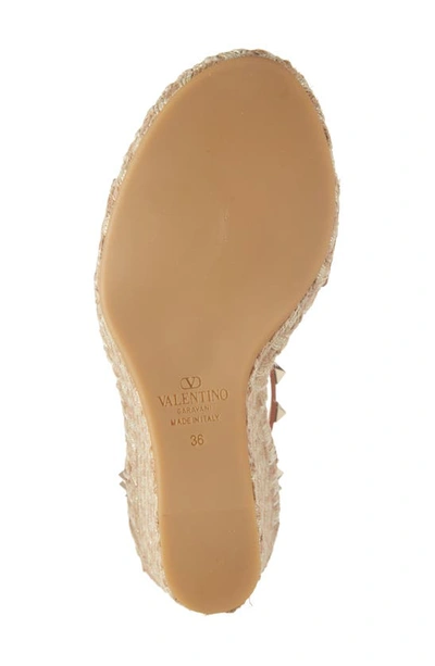 Shop Valentino Rockstud Espadrille Wedge Sandal In Selleria/ Naturale
