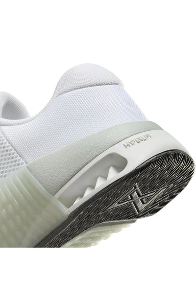 Shop Nike Metcon 9 Training Shoe In White/ Silver/ Bright Mandarin