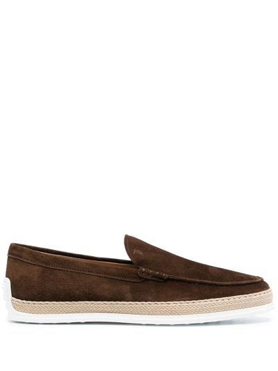 Shop Tod's Amalfi Suede Loafers In Brown