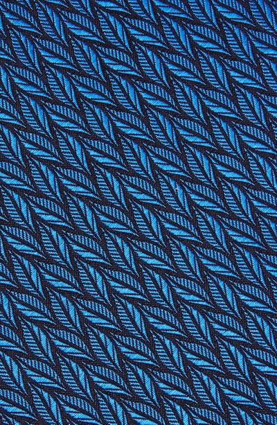 Shop Canali Leaf Pattern Silk Tie In Blue