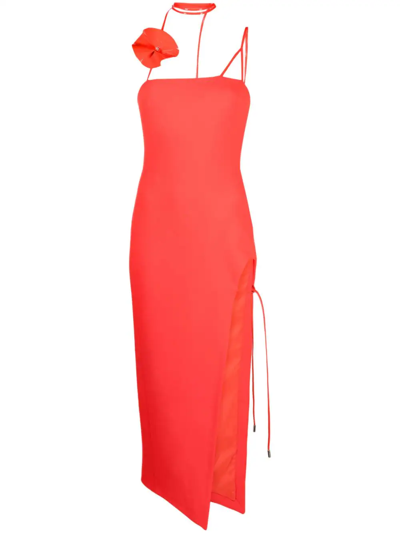 Shop David Koma Midi Dress With Appliqué In Red