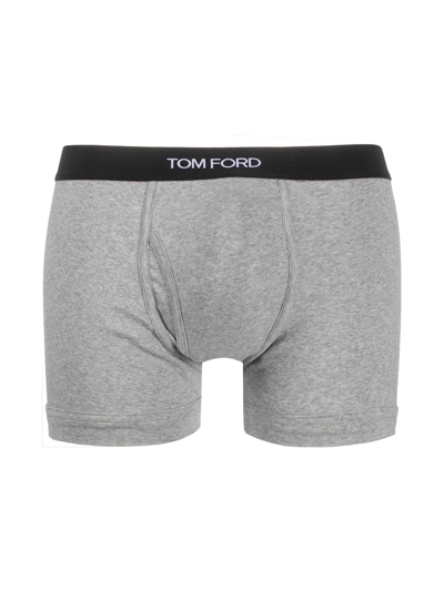 Shop Tom Ford Set Of 2 Boxers With Logo Band In Grey