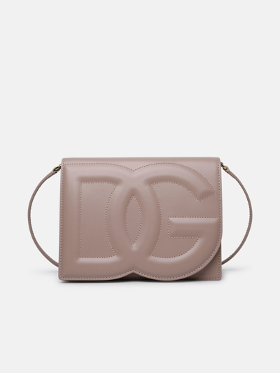 Shop Dolce & Gabbana 'dg' Powder Calf Leather Bag In Nude