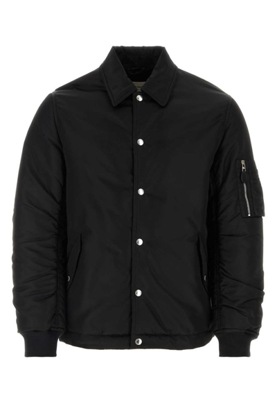 Shop Alexander Mcqueen Button Up Collared Jacket In Black
