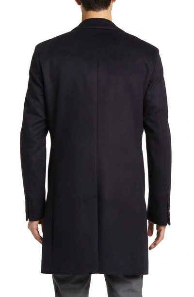 Shop Hugo Boss Hyde Longline Wool Blend Coat In Dark Blue