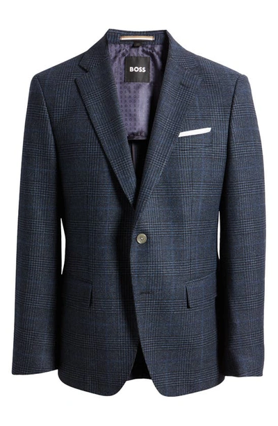 Shop Hugo Boss Boss Hutson Glen Plaid Stretch Wool Blend Sport Coat In Dark Blue