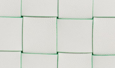 Shop Bottega Veneta Cassette Intrecciato Leather Crossbody Bag In White-parakeet-sil