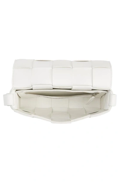 Shop Bottega Veneta Intrecciato Leather Crossbody Bag In White/ Silver