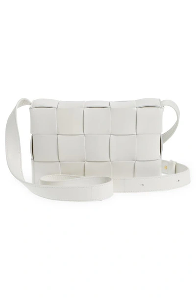 Shop Bottega Veneta Intrecciato Leather Crossbody Bag In White Gold