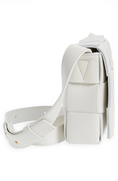 Shop Bottega Veneta Intrecciato Leather Crossbody Bag In White Gold