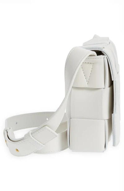 Bottega Veneta Intrecciato Leather Crossbody Bag In White Gold