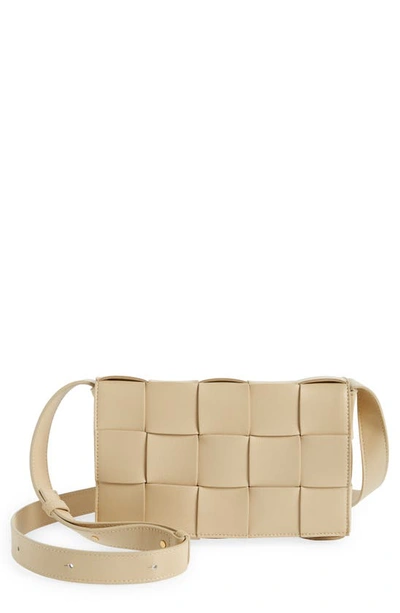 Shop Bottega Veneta Intrecciato Leather Crossbody Bag In 9776 Porridge-gold