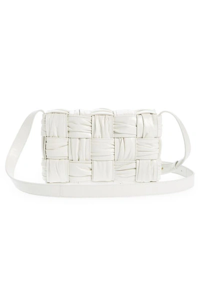 Shop Bottega Veneta Plisse Cassette Bag In White/ Brass