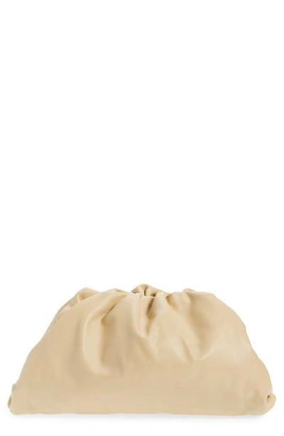 Shop Bottega Veneta The Pouch Leather Clutch In 9782 Porridge-gold