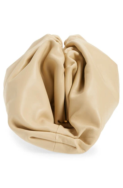 Bottega Veneta The Pouch Leather Clutch In 9782 Porridge-gold