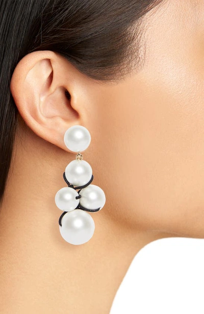 Shop Carolina Herrera Contessa Imitation Pearl Cluster Drop Earrings In Pearl/ Gold 917