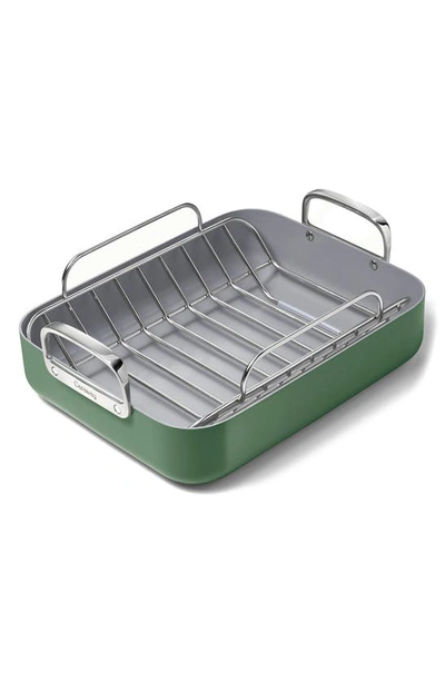 Caraway Non-stick Ceramic-coated 16.5" Roasting Pan With Rack In Sage