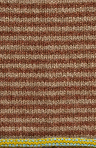 Shop Yanyan Extralong Stripe Wool Beanie In Hazelnut/ Mink