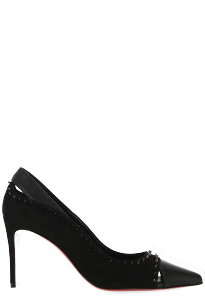 Shop Christian Louboutin Stud Detailed Pointed Toe Pumps In Black