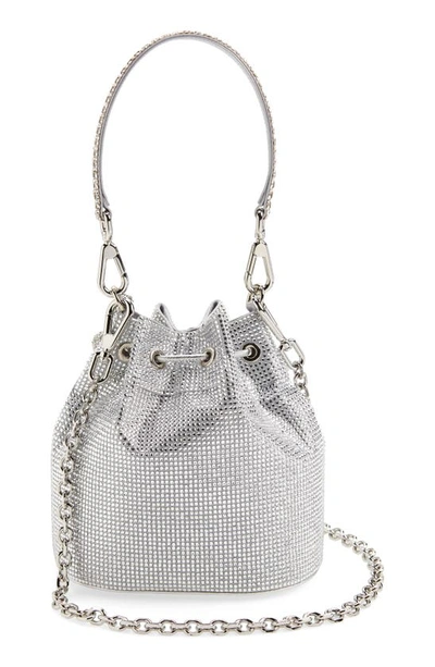 Shop Judith Leiber Piper Crystal Embellished Bucket Bag In Silver Rhine