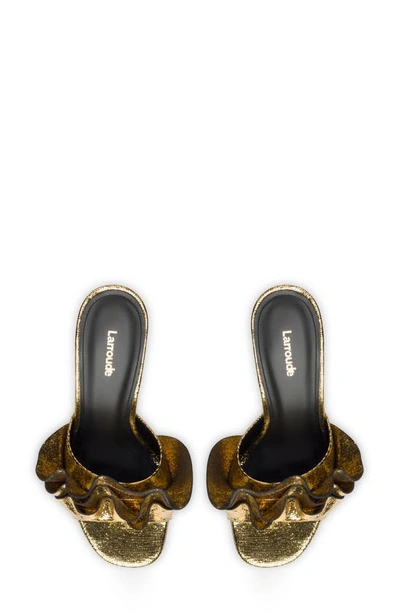 Shop Larroude Larroudé Colette Ruffle Slide Sandal In Gold