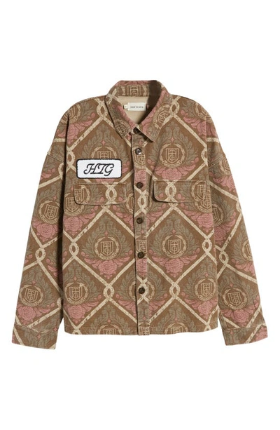 Shop Honor The Gift Logo Patch Cotton Button-up Shirt In Brown