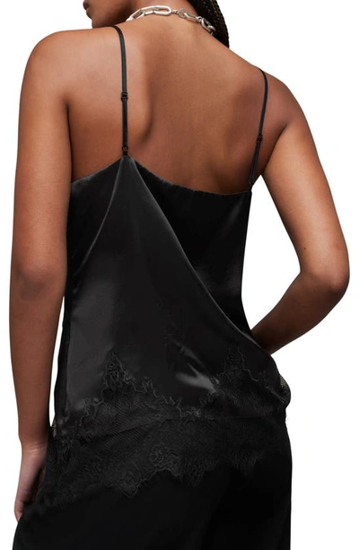 Allsaints Ophelia Lace Inset Satin Camisole In Black