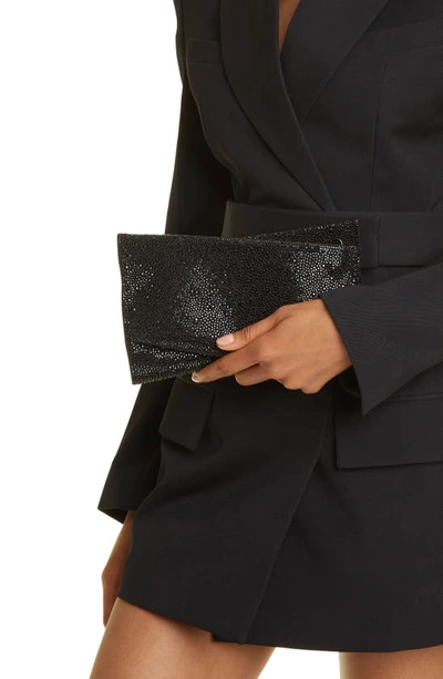 Christian Louboutin Loubitwist Crystal Embellished Leather Clutch In Black