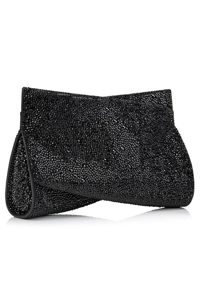 Shop Christian Louboutin Loubitwist Crystal Embellished Leather Clutch In Black