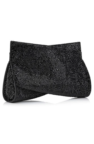Christian Louboutin Loubitwist Crystal Embellished Leather Clutch In Black