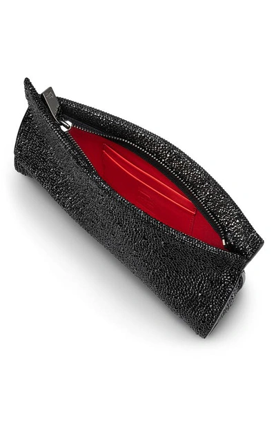 Christian Louboutin Loubitwist Crystal Embellished Leather Clutch In Black