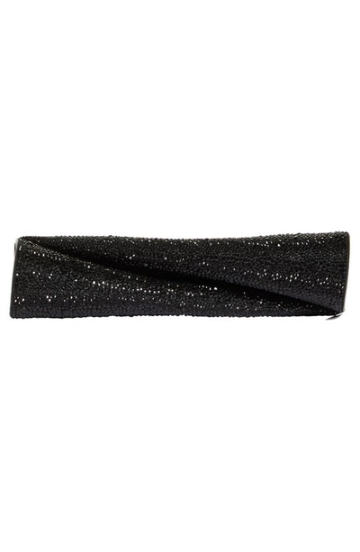 Christian Louboutin Loubitwist Crystal Embellished Leather Clutch In Black