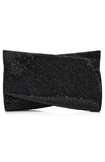 Christian Louboutin Loubitwist Crystal Embellished Leather Clutch In Black