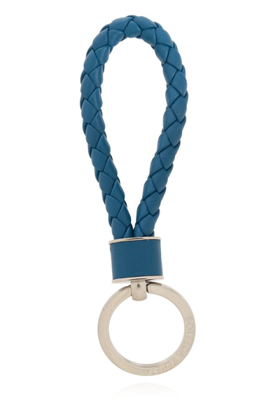 Shop Bottega Veneta Intreccio Key Ring In Blue