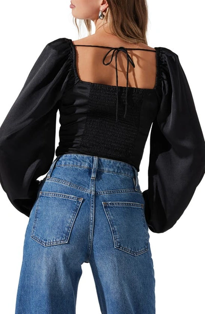 Shop Astr Balloon Sleeve Top In Black