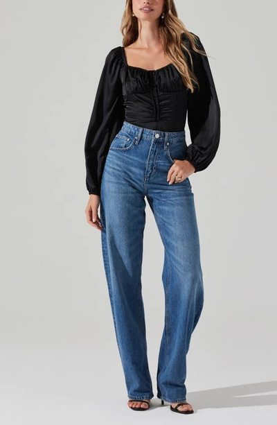 Astr Balloon Sleeve Top In Black