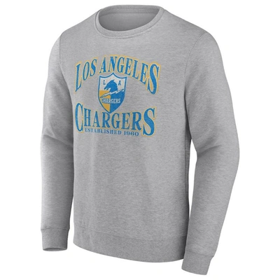 Shop Fanatics Branded Heather Charcoal Los Angeles Chargers Playability Pullover Sweatshirt In Heather Gray