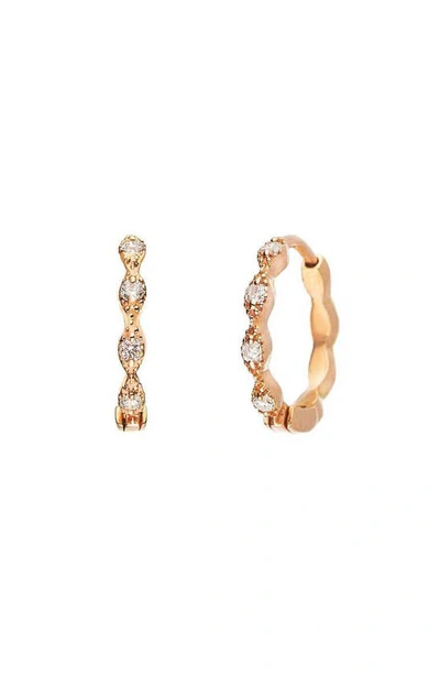 Shop Sethi Couture Eleanor Diamond Huggie Hoop Earrings In Rose Gold