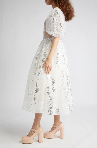Shop Simone Rocha Puff Sleeve Sequin Bow Tutu Dress In Ivory/ White Silver
