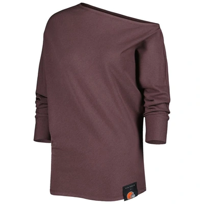 Shop Kiya Tomlin Brown Cleveland Browns Twisted Tri-blend Asymmetrical 3/4-dolman Sleeve Sweatshirt