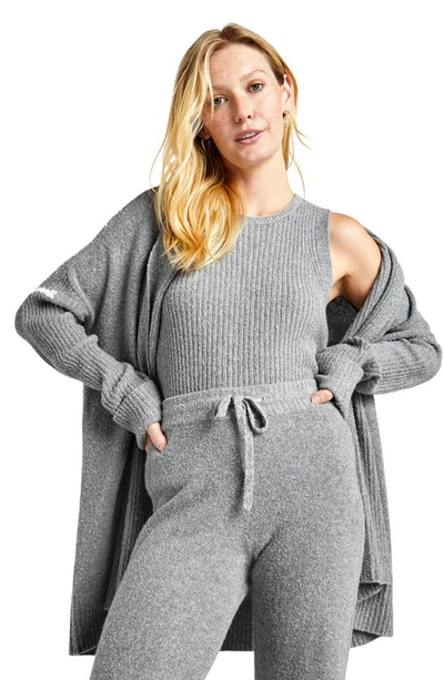 Splendid Ophelia Rib Cardigan In Mid Heather Grey