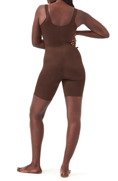 Shop Spanxr Thinstincts® 2.0 Open Bust Mid-thigh Bodysuit In Chestnut Brown