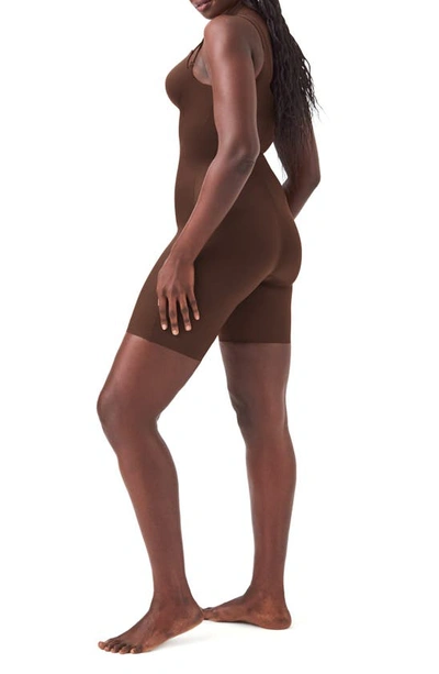 Shop Spanxr Thinstincts® 2.0 Open Bust Mid-thigh Bodysuit In Chestnut Brown