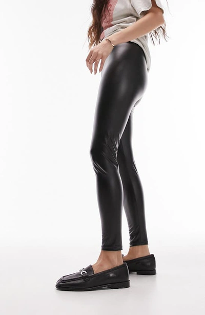 Shop Topshop Sara Faux Leather Skinny Pants In Black