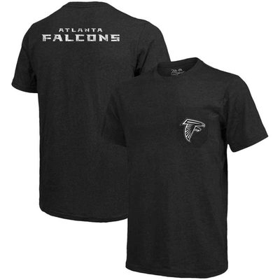 Shop Majestic Atlanta Falcons  Threads Tri-blend Pocket T-shirt In Heather Black