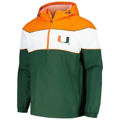 Shop G-iii Sports By Carl Banks Green Miami Hurricanes Center Line Half-zip Raglan Hoodie Jacket