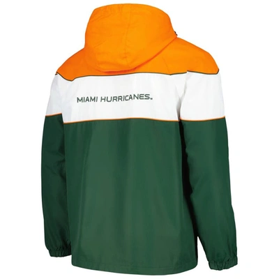 Shop G-iii Sports By Carl Banks Green Miami Hurricanes Center Line Half-zip Raglan Hoodie Jacket